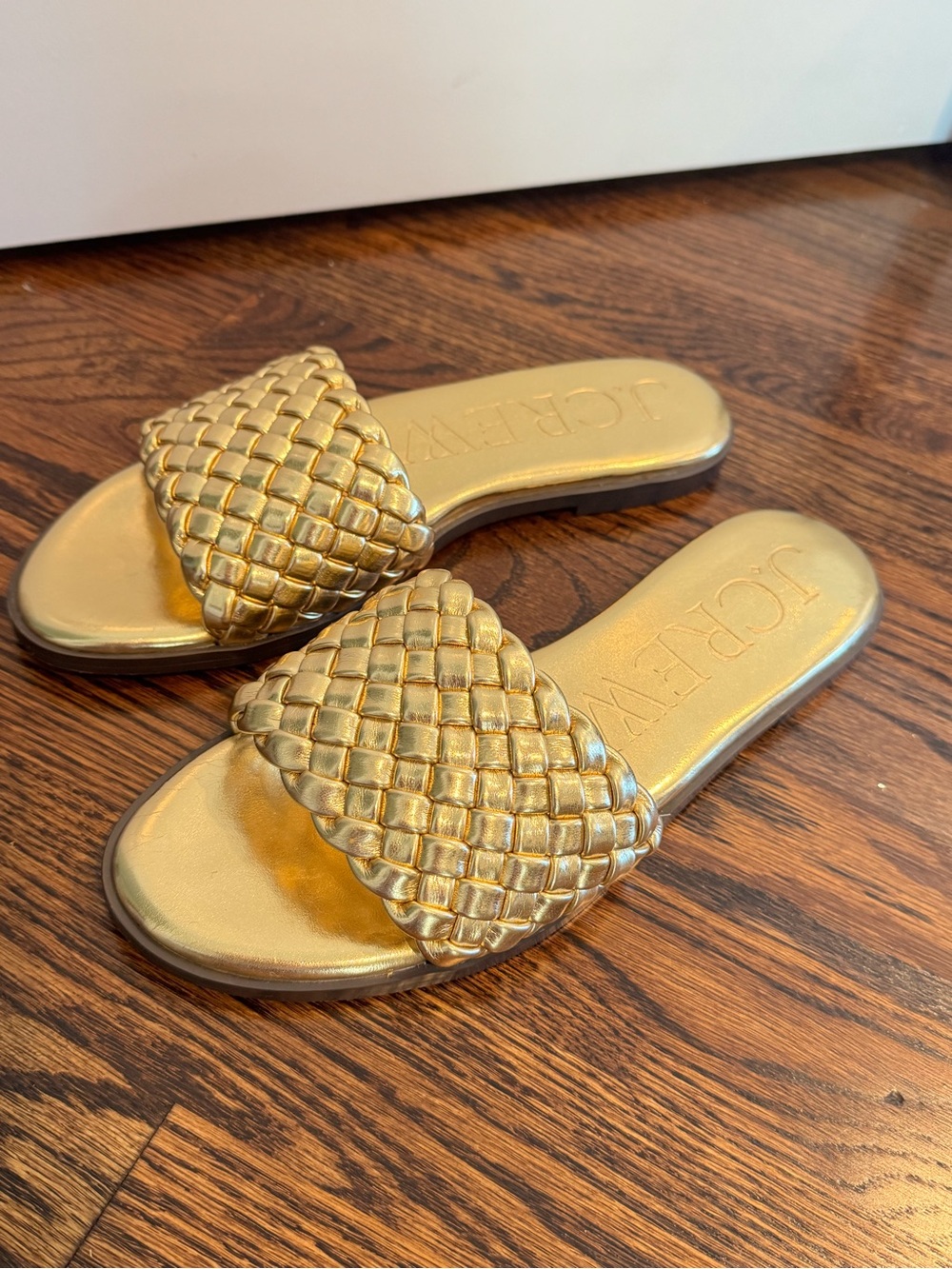 J. Crew women’s Gold Braided Slide Sandals - Women's size 9